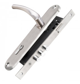 Замок цилиндровый в комплекте с ручкой LOCKSET90.CRONA.4585-3 (KIT P90 4585/3 CRONA) SN мат.никель