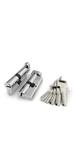Цилиндровый механизм (R602/90) R6002Knob90(40+10+40) CP хром 5Key с вертушкой