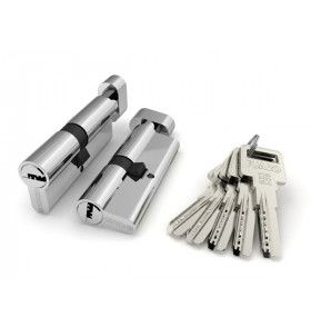 Цилиндровый механизм (R602/90) R6002Knob90(40+10+40) CP хром 5Key с вертушкой