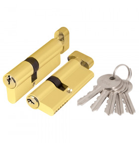 Цилиндровый механизм (AX102/60) AX1002Knob60 (25+10+25) PB латунь с вертушкой