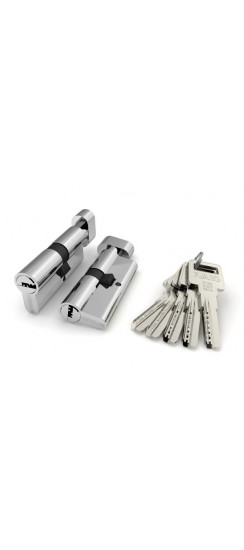 Цилиндровый механизм (R602/90) R6002Knob90(35+10+45) CP хром 5Key с вертушкой