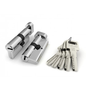 Цилиндровый механизм (R602/90) R6002Knob90(35+10+45) CP хром 5Key с вертушкой