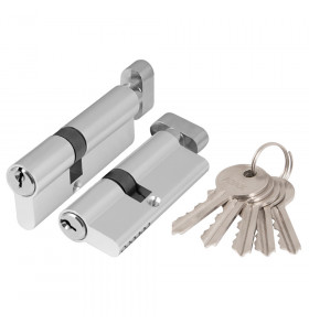 Цилиндровый механизм (AX102/70) AX1002Knob70 (30+10+30) CP хром с вертушкой