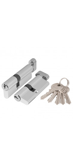Цилиндровый механизм (AX102/60) AX1002Knob60 (25+10+25) CP хром с вертушкой