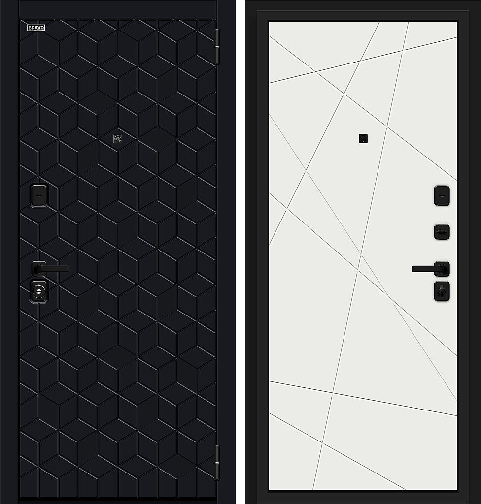Входная дверь Кьюб (RBE), цвет: Total Black/Super White, из серии: Bravo R, размер: 205*86, открывание: Правое